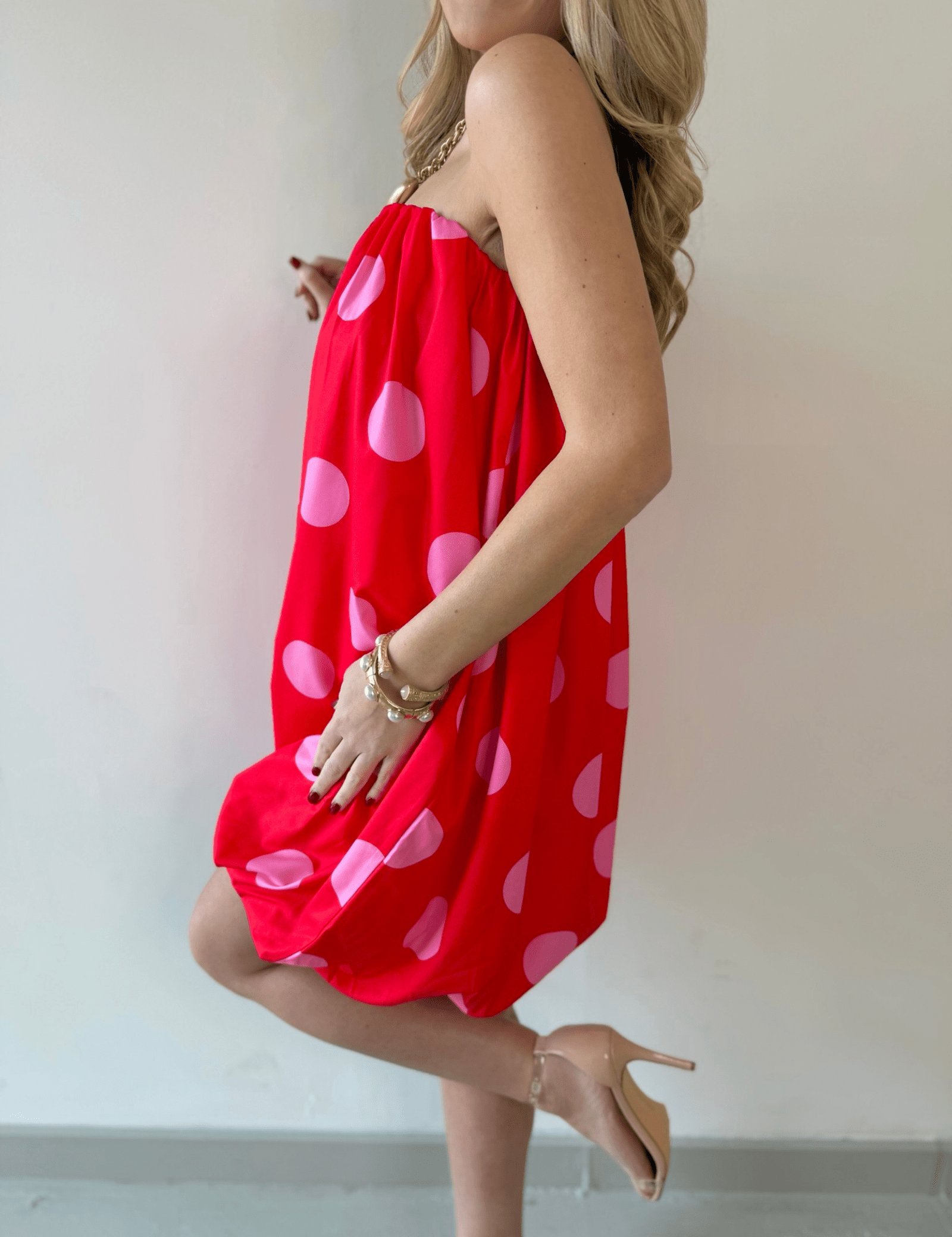 Polka Dot Strapless Bubble Dress