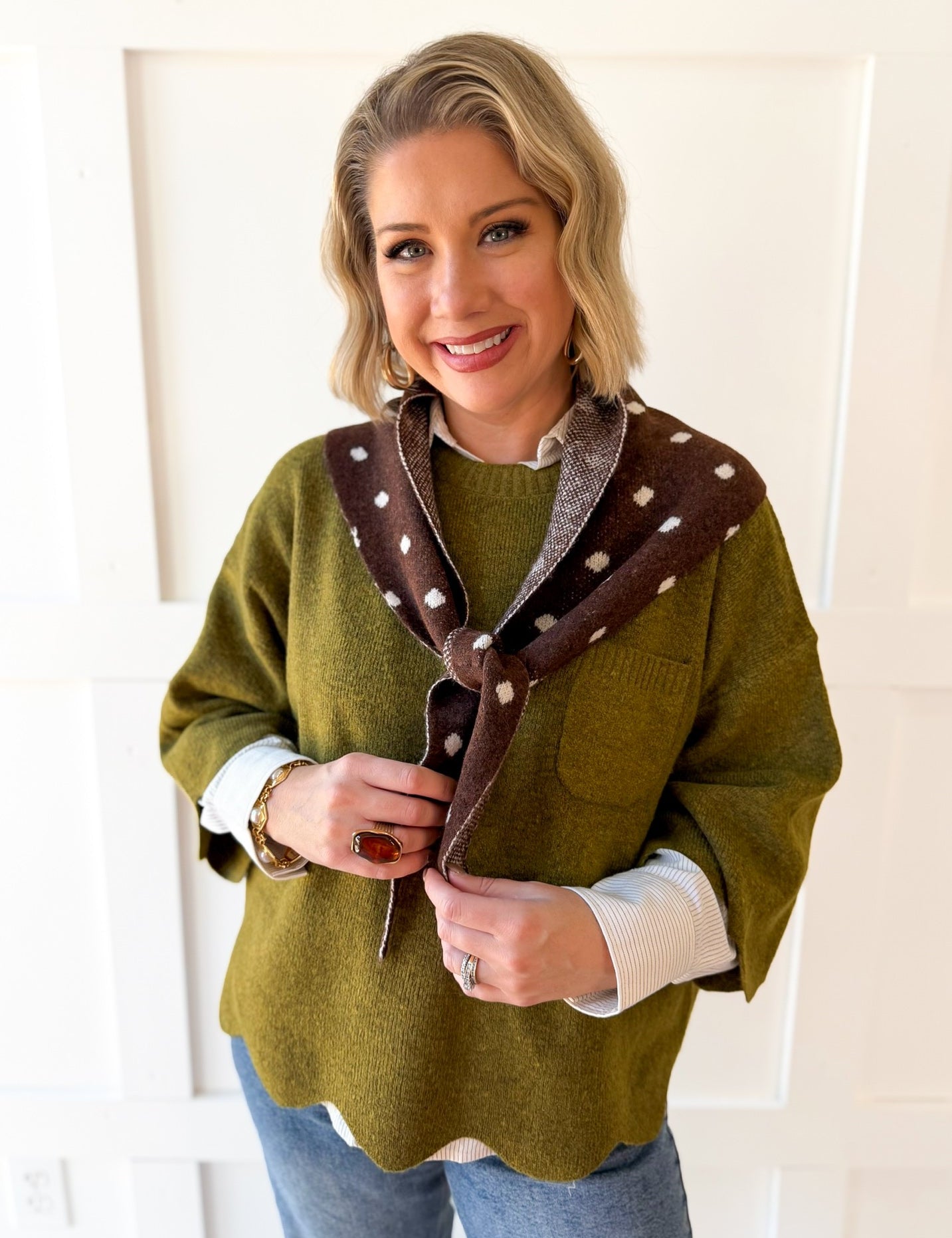 Polka Dot Triangle Scarf