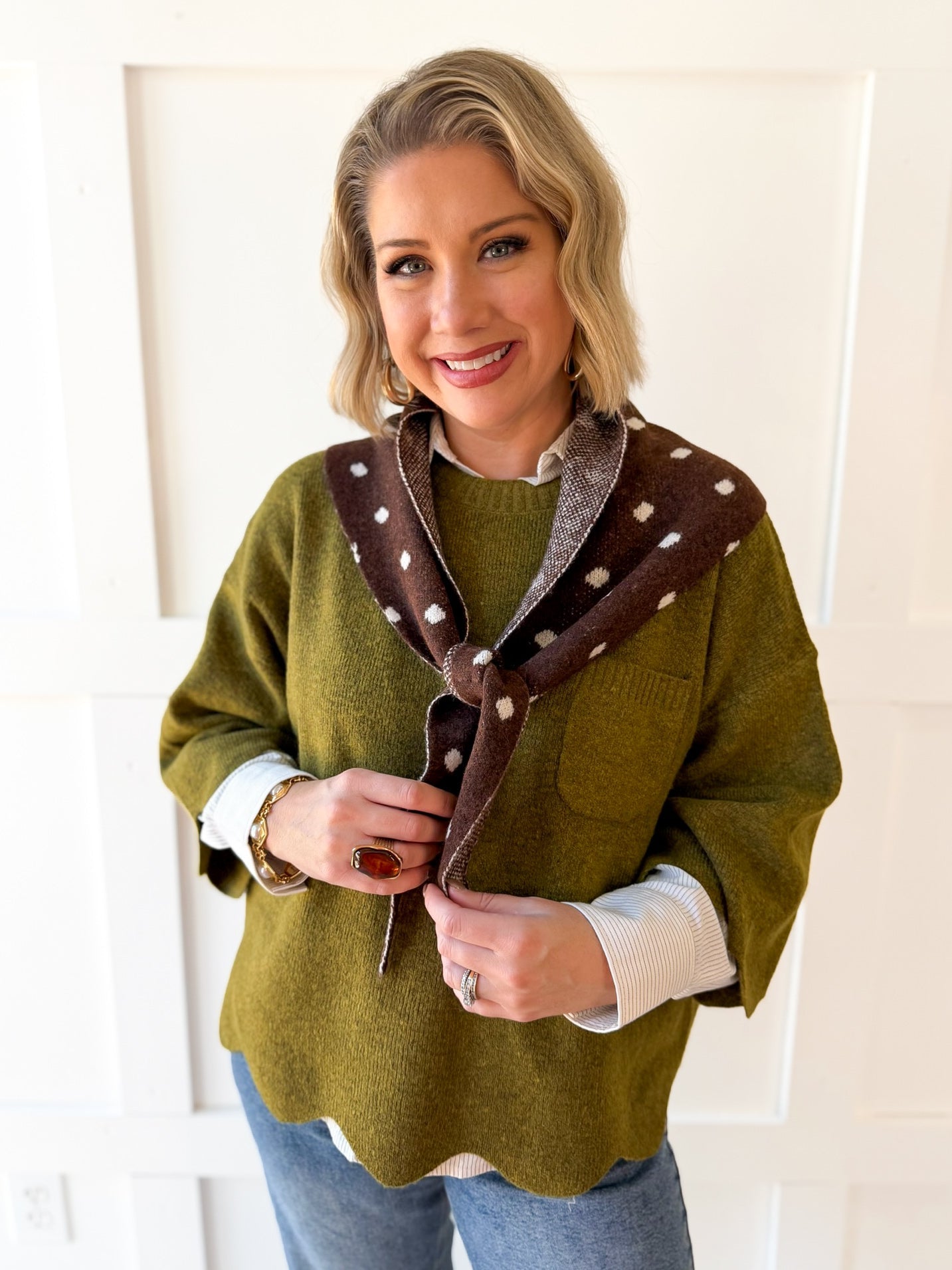 Polka Dot Triangle Scarf