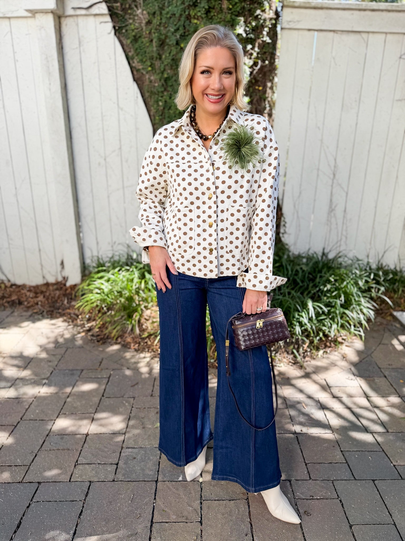 Polka Dot Twill Jacket - Camel