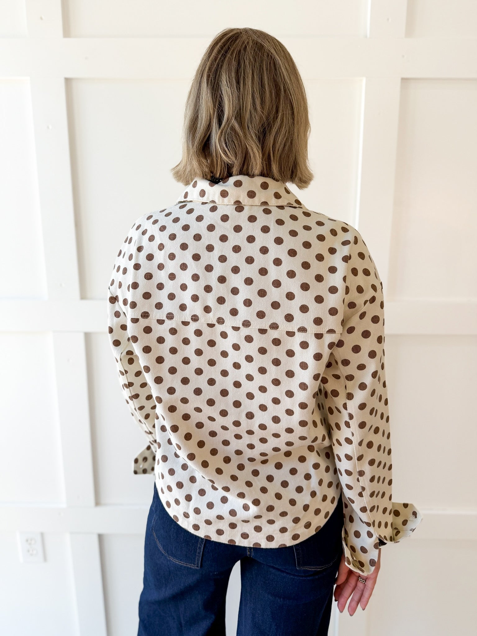 Polka Dot Twill Jacket - Camel