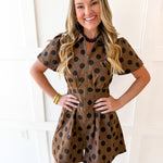 Polka Dot Utility Dress - Brown