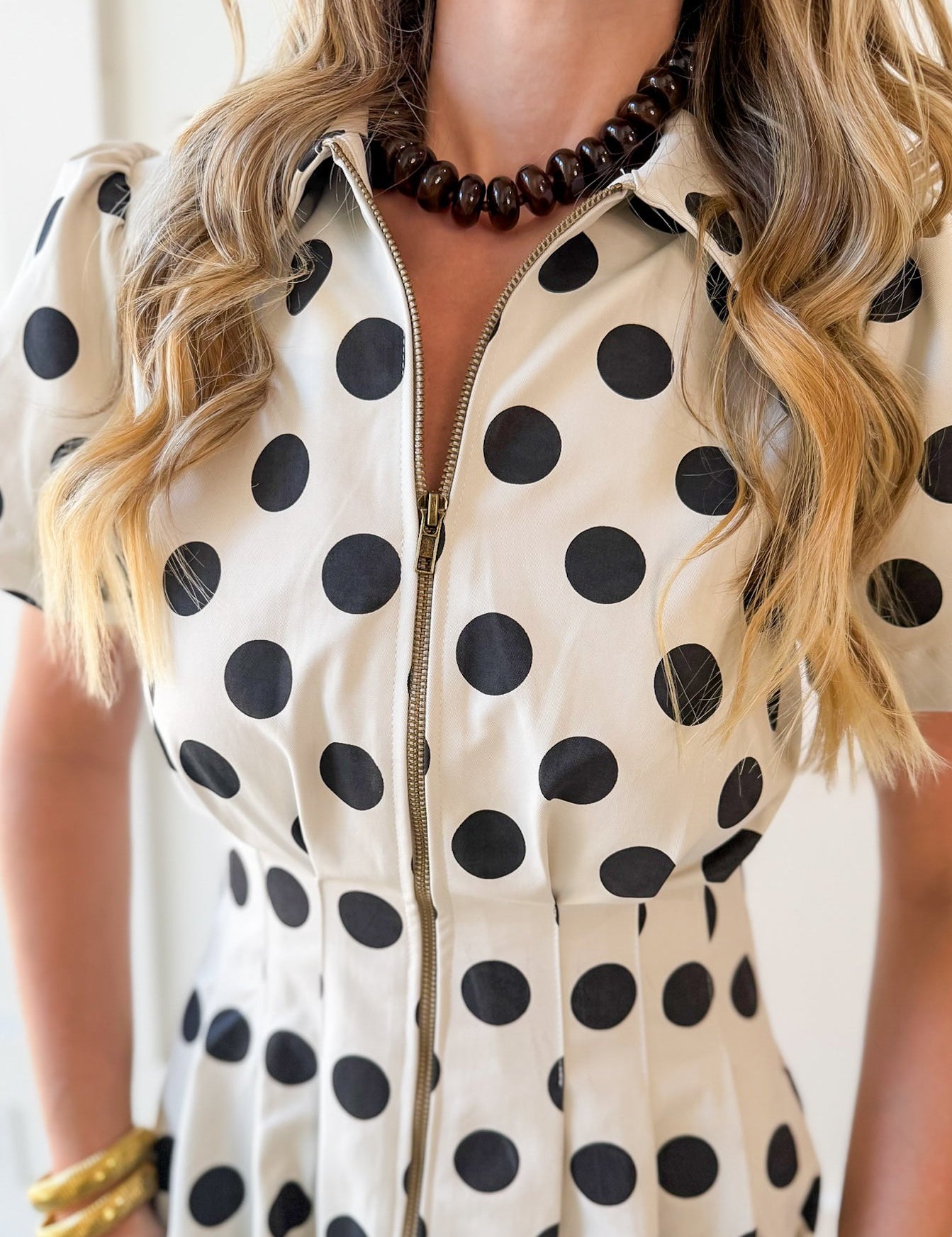 Polka Dot Utility Dress - Ivory