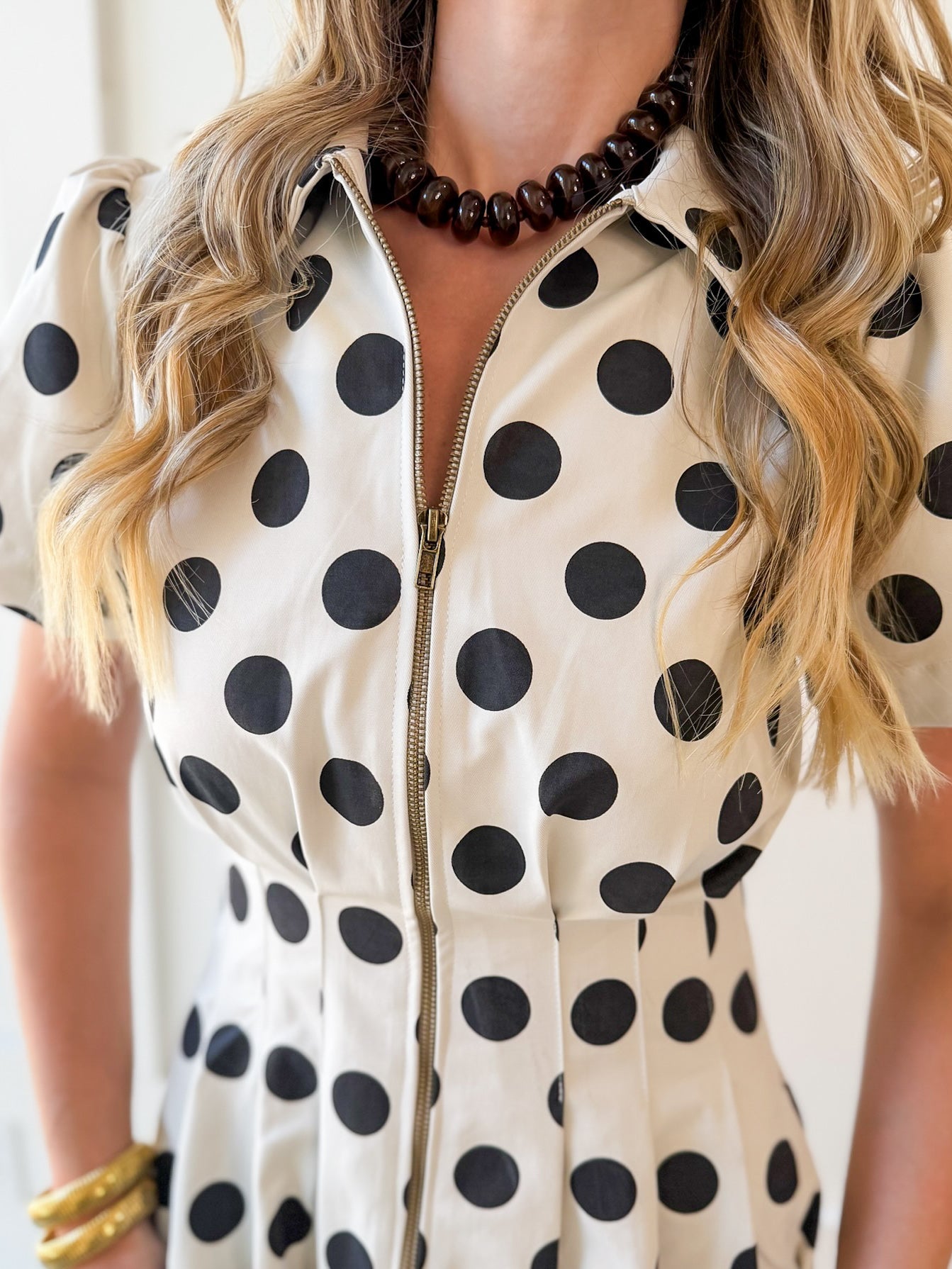Polka Dot Utility Dress - Ivory