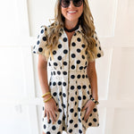 Polka Dot Utility Dress - Ivory