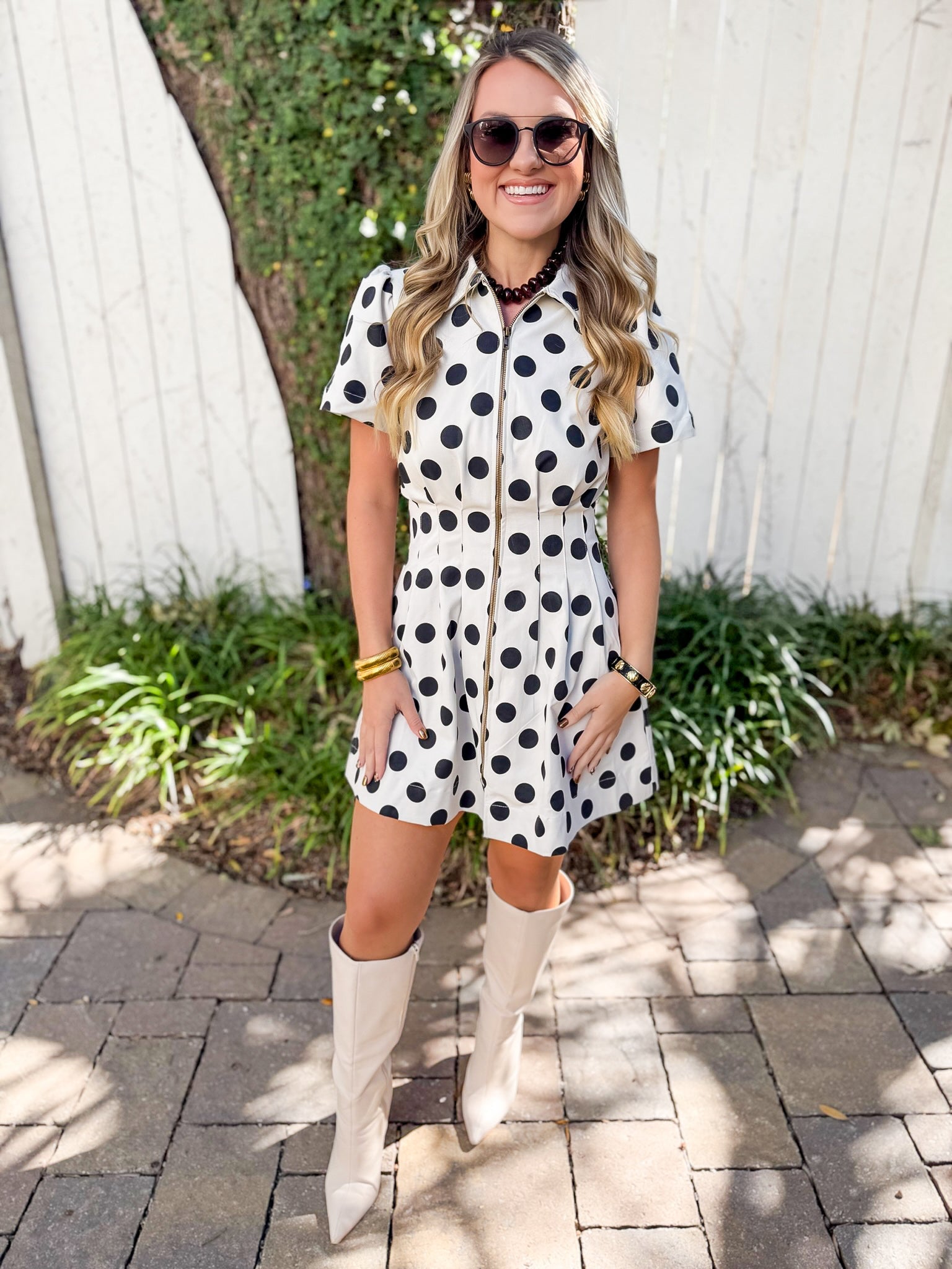 Polka Dot Utility Dress - Ivory