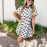 Polka Dot Utility Dress - Ivory