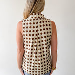 Polka Dot V Neck Top - Sand Brown