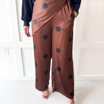 Polka Dot With Overlay Pants- Brown