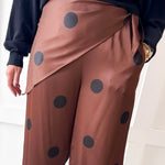 Polka Dot With Overlay Pants- Brown