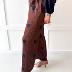 Polka Dot With Overlay Pants- Brown