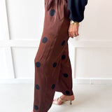 Polka Dot With Overlay Pants- Brown