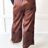 Polka Dot With Overlay Pants- Brown