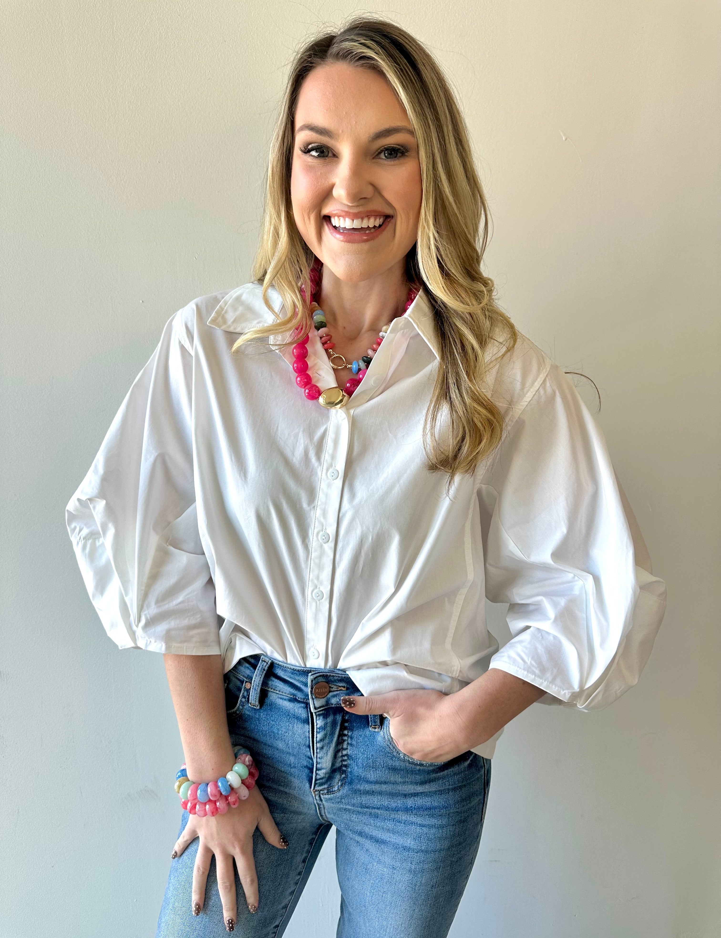 Poplin Bishop Button Shirt - White