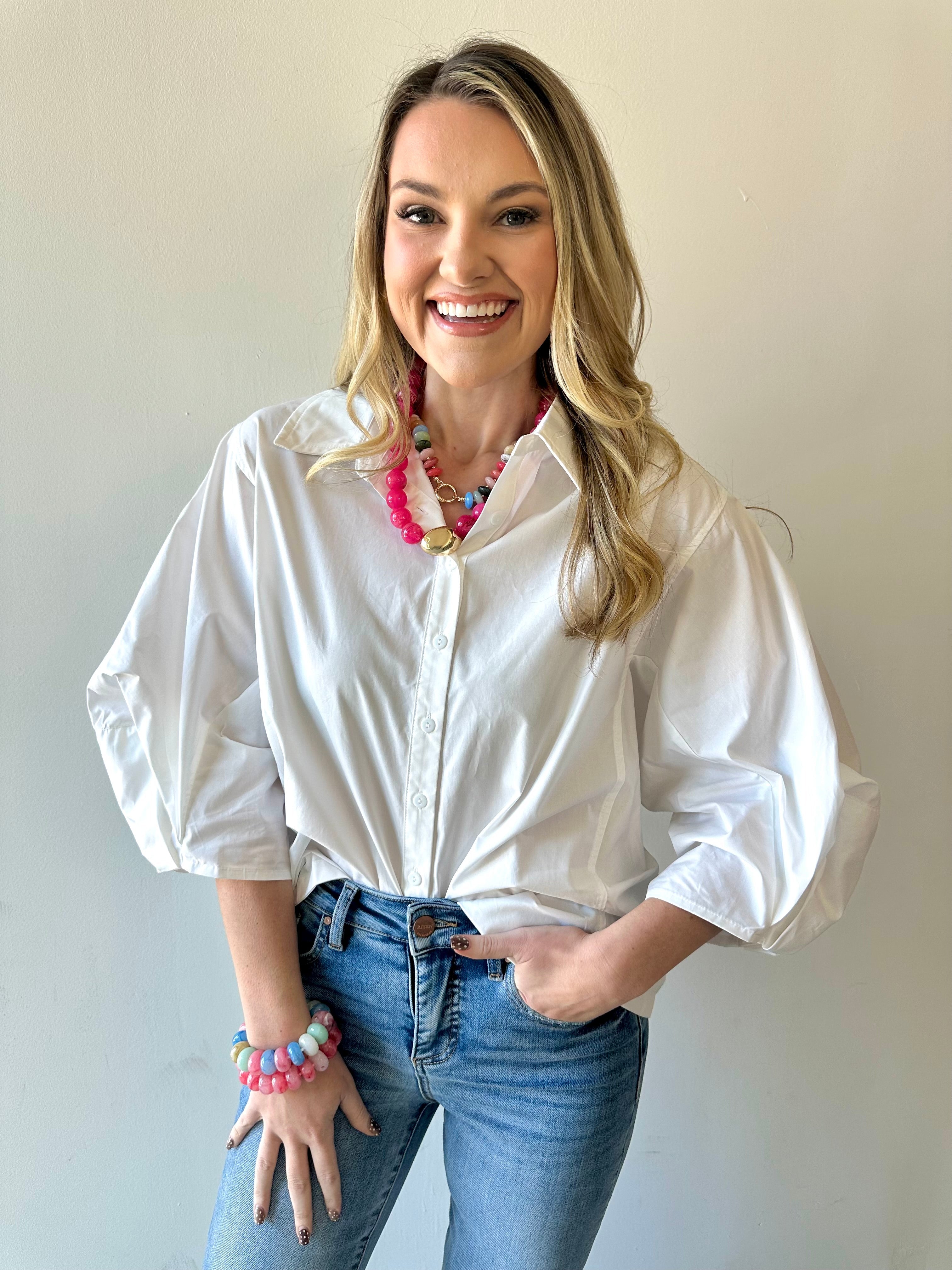 Poplin Bishop Button Shirt - White