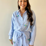 Poplin Hummingbird Shirt & Short Set - Blue