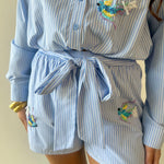 Poplin Hummingbird Shirt & Short Set - Blue
