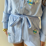 Poplin Hummingbird Shirt & Short Set - Blue