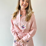 Poplin Hummingbird Shirt & Short Set - Peach
