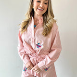 Poplin Hummingbird Shirt & Short Set - Peach