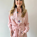 Poplin Hummingbird Shirt & Short Set - Peach