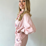 Poplin Hummingbird Shirt & Short Set - Peach