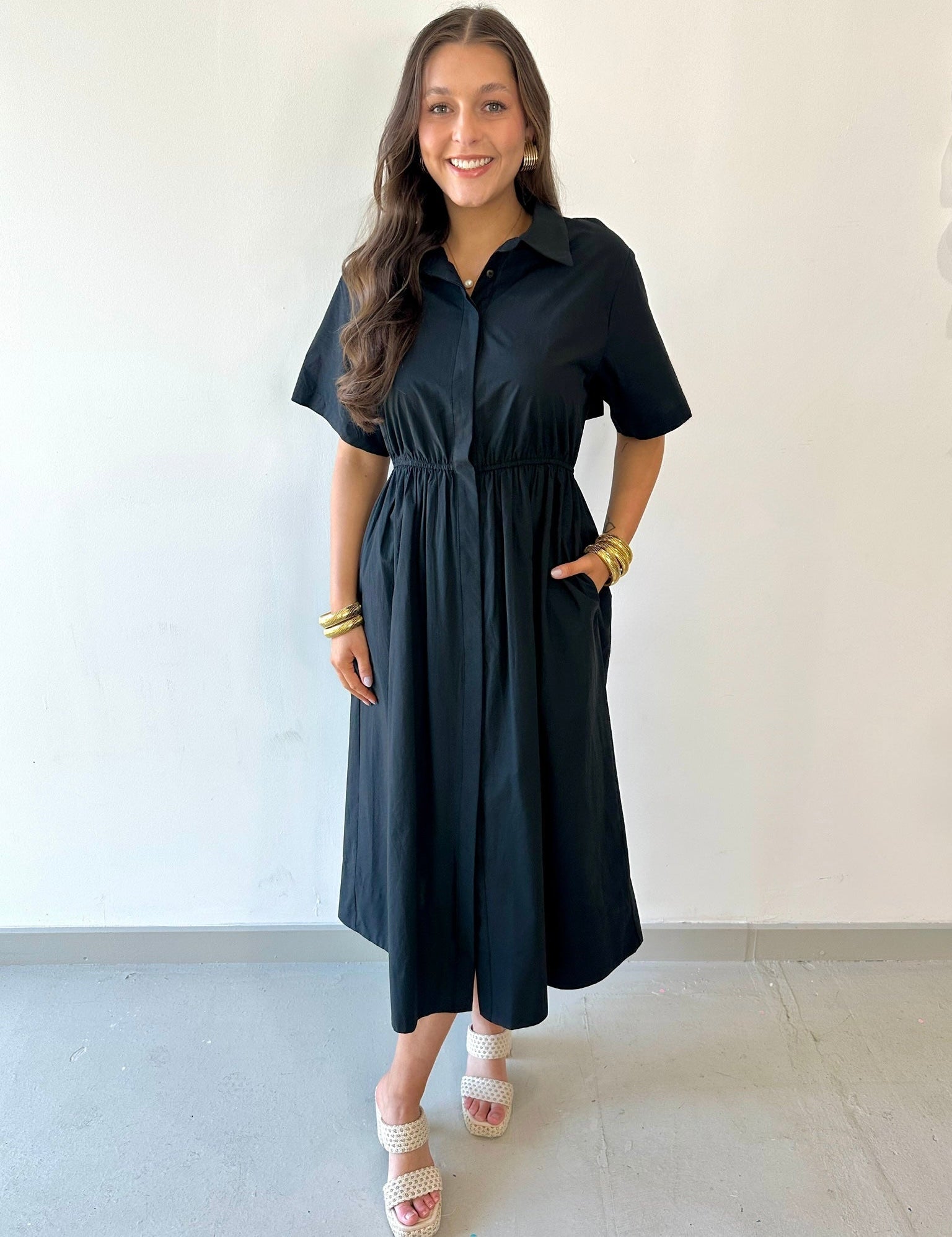 Poplin Maxi Dress - Black