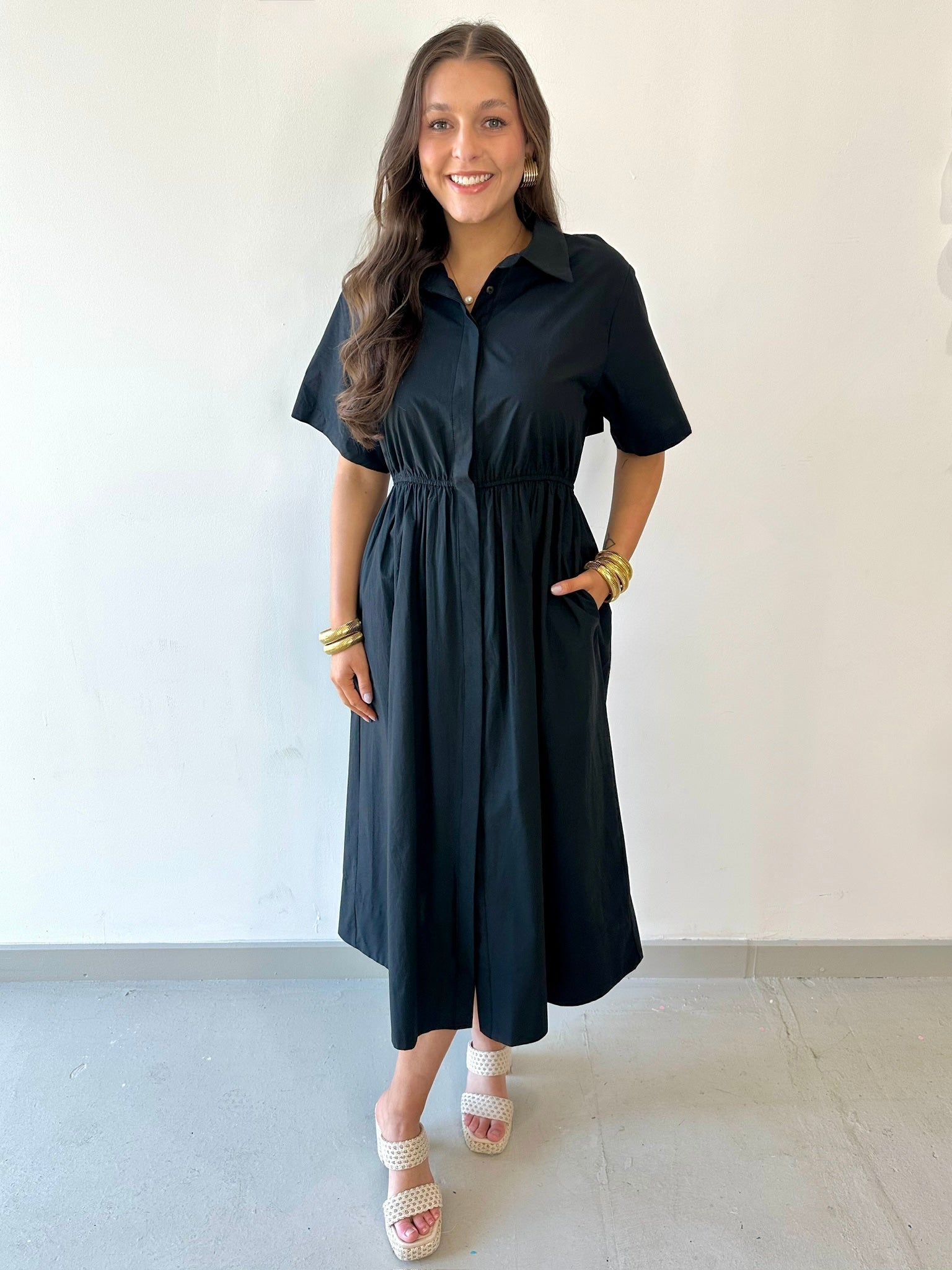 Poplin Maxi Dress - Black