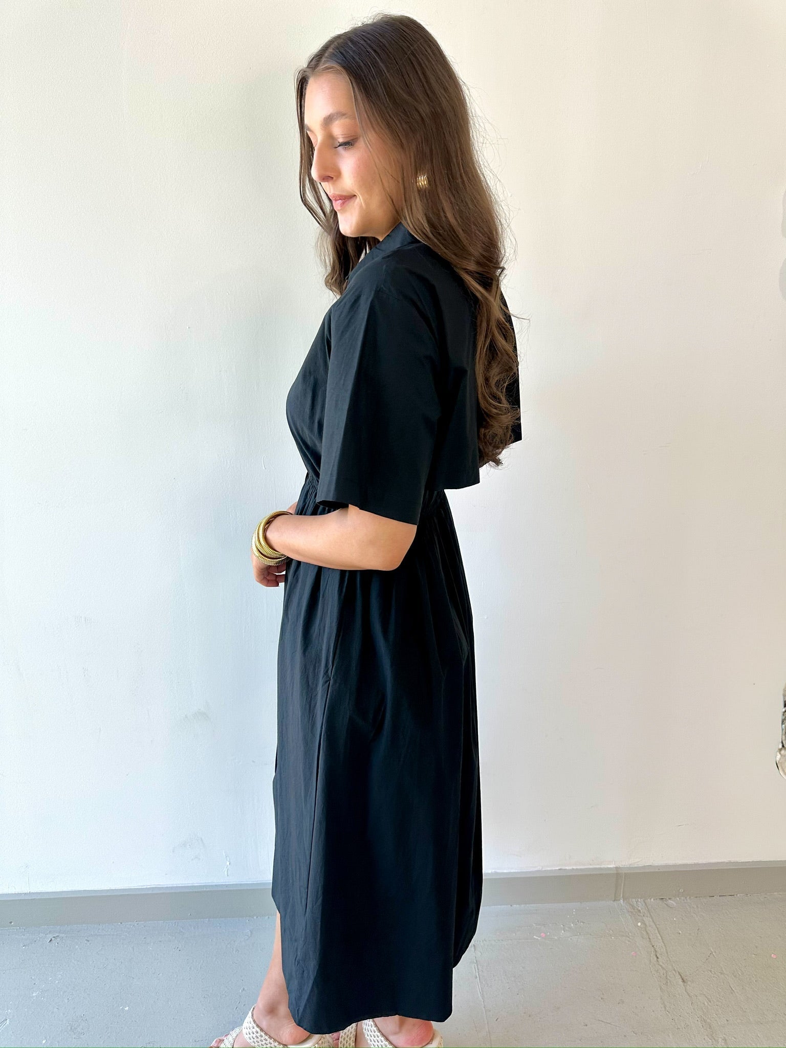 Poplin Maxi Dress - Black