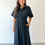 Poplin Maxi Dress - Black