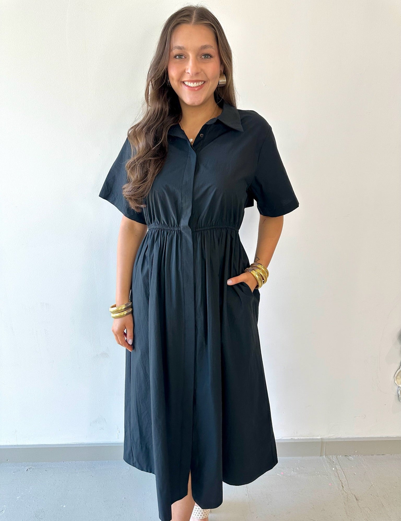 Poplin Maxi Dress - Black