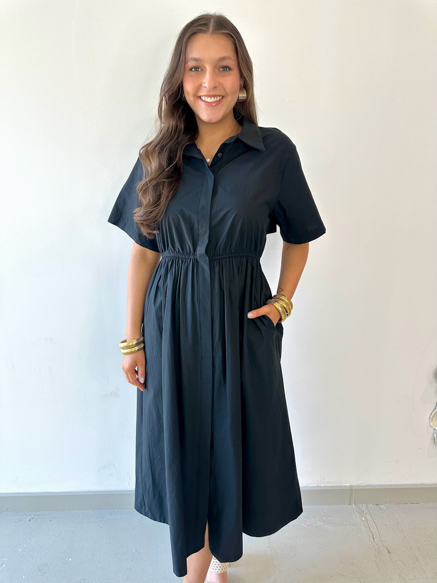 Poplin Maxi Dress - Black