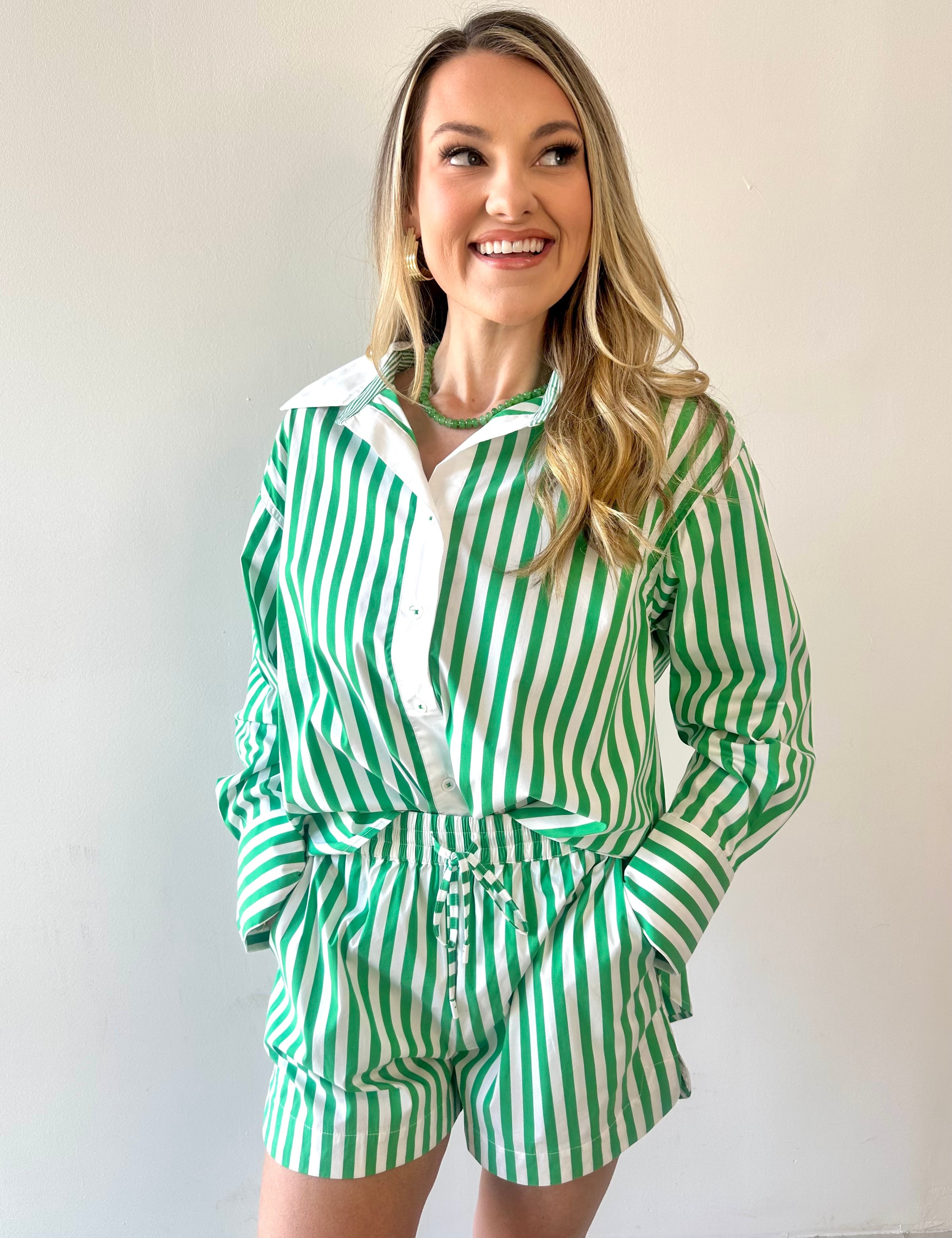 Poplin Stripe Shirt & Short Set