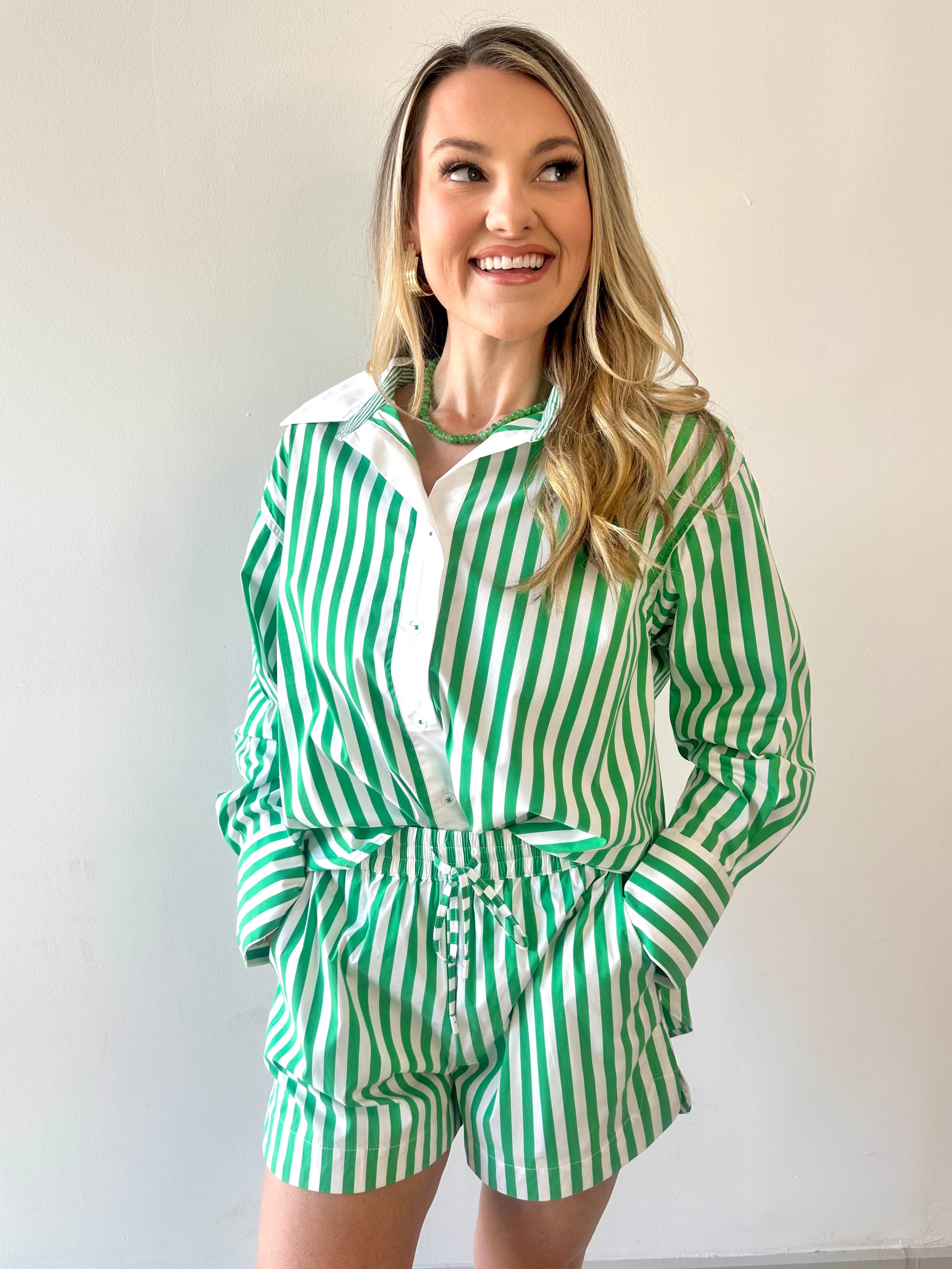 Poplin Stripe Shirt & Short Set