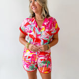 Printed Collared Shirt and Short Set