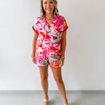 Printed Collared Shirt and Short Set