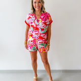 Printed Collared Shirt and Short Set