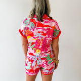 Printed Collared Shirt and Short Set