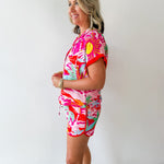 Printed Collared Shirt and Short Set