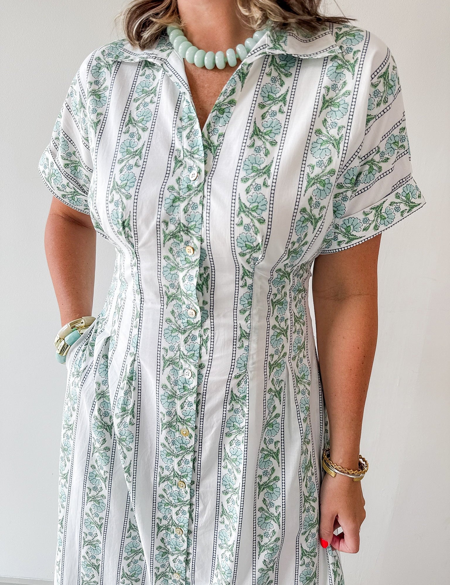 Printed Detail Button Down Dress