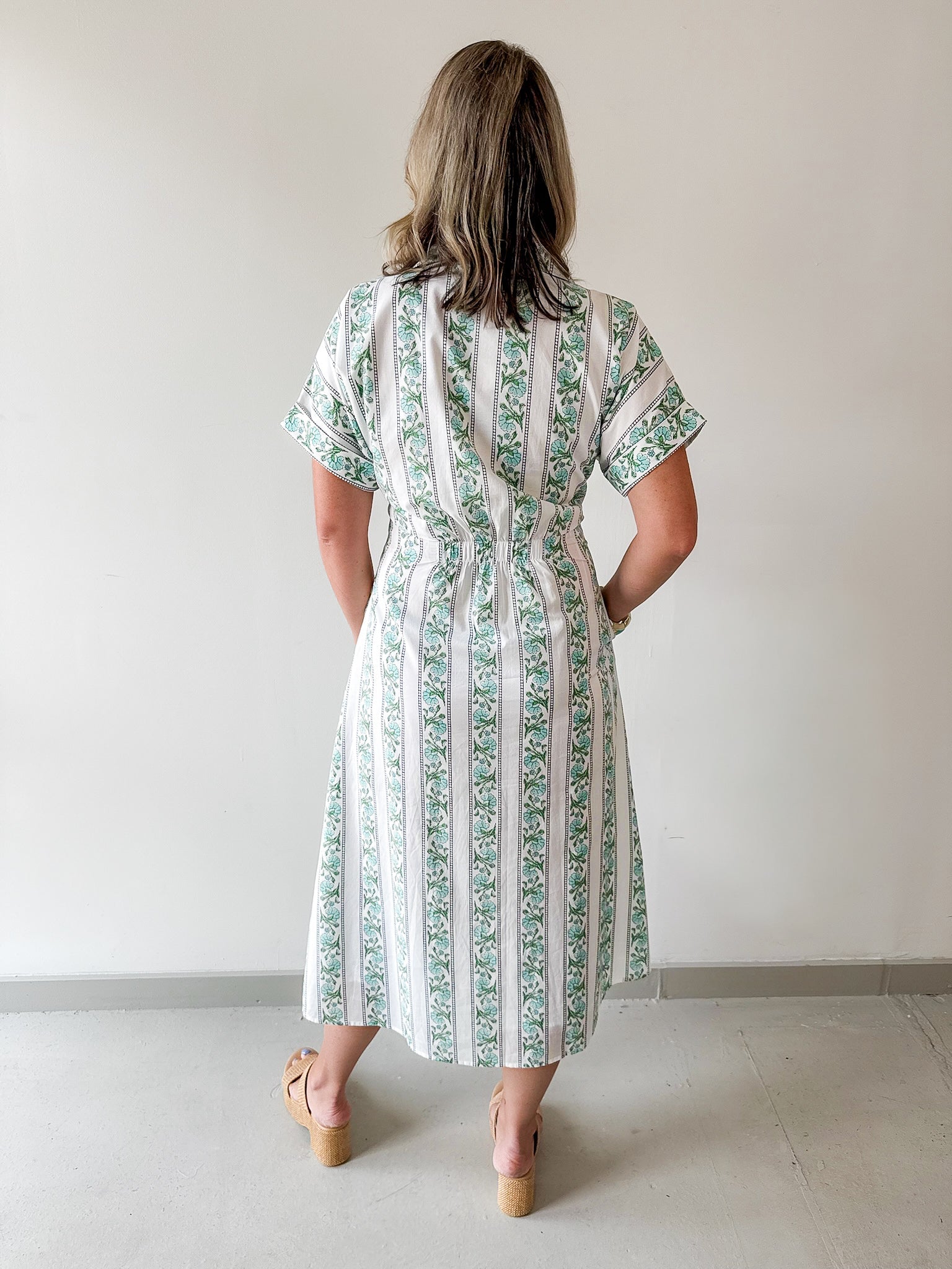 Printed Detail Button Down Dress
