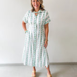 Printed Detail Button Down Dress