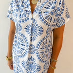 Printed Detail V neck Dress