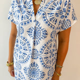 Printed Detail V neck Dress