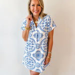 Printed Detail V neck Dress