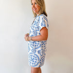 Printed Detail V neck Dress
