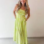 Printed Pintuck Midi Dress