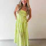Printed Pintuck Midi Dress