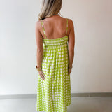 Printed Pintuck Midi Dress