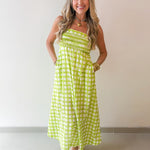 Printed Pintuck Midi Dress